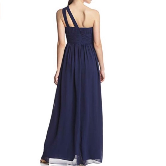 Donna Morgan Navy Chiffon One Shoulder Dress - Picture 4 of 11
